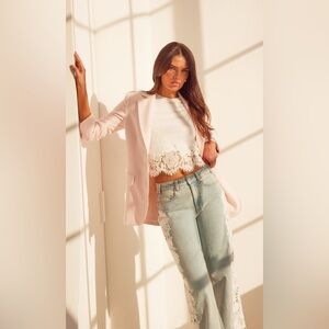 Generation Love Cream Lace Trim Crop Top